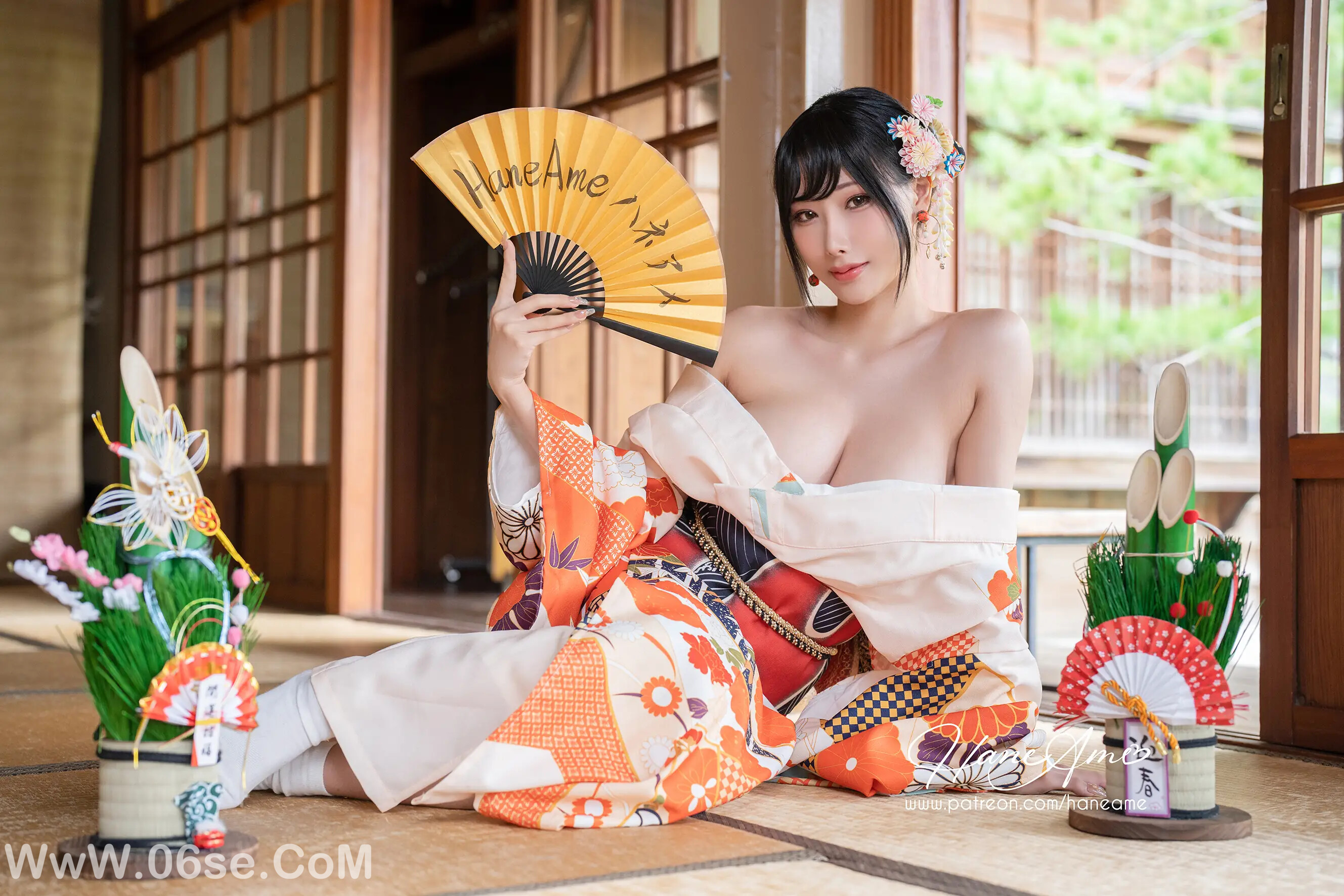 图片[21]-雨波_haneame_Flower Print Kimono Girl-六色网
