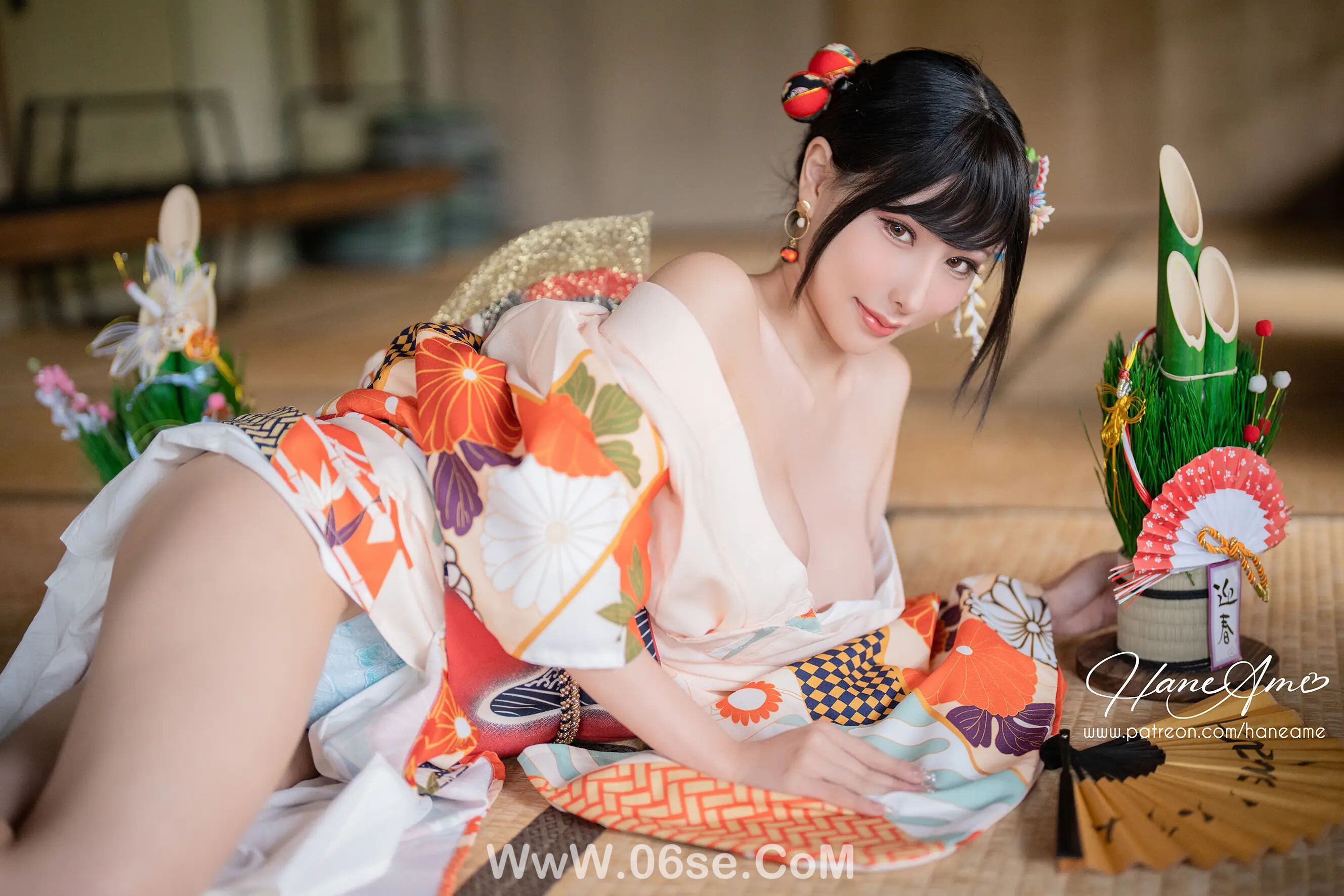 图片[24]-雨波_haneame_Flower Print Kimono Girl-六色网
