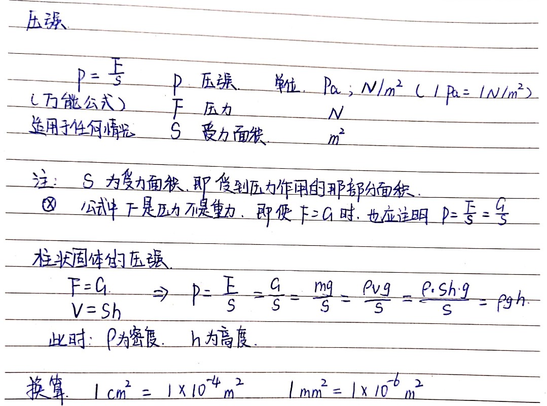 初中物理公式总结01手写版