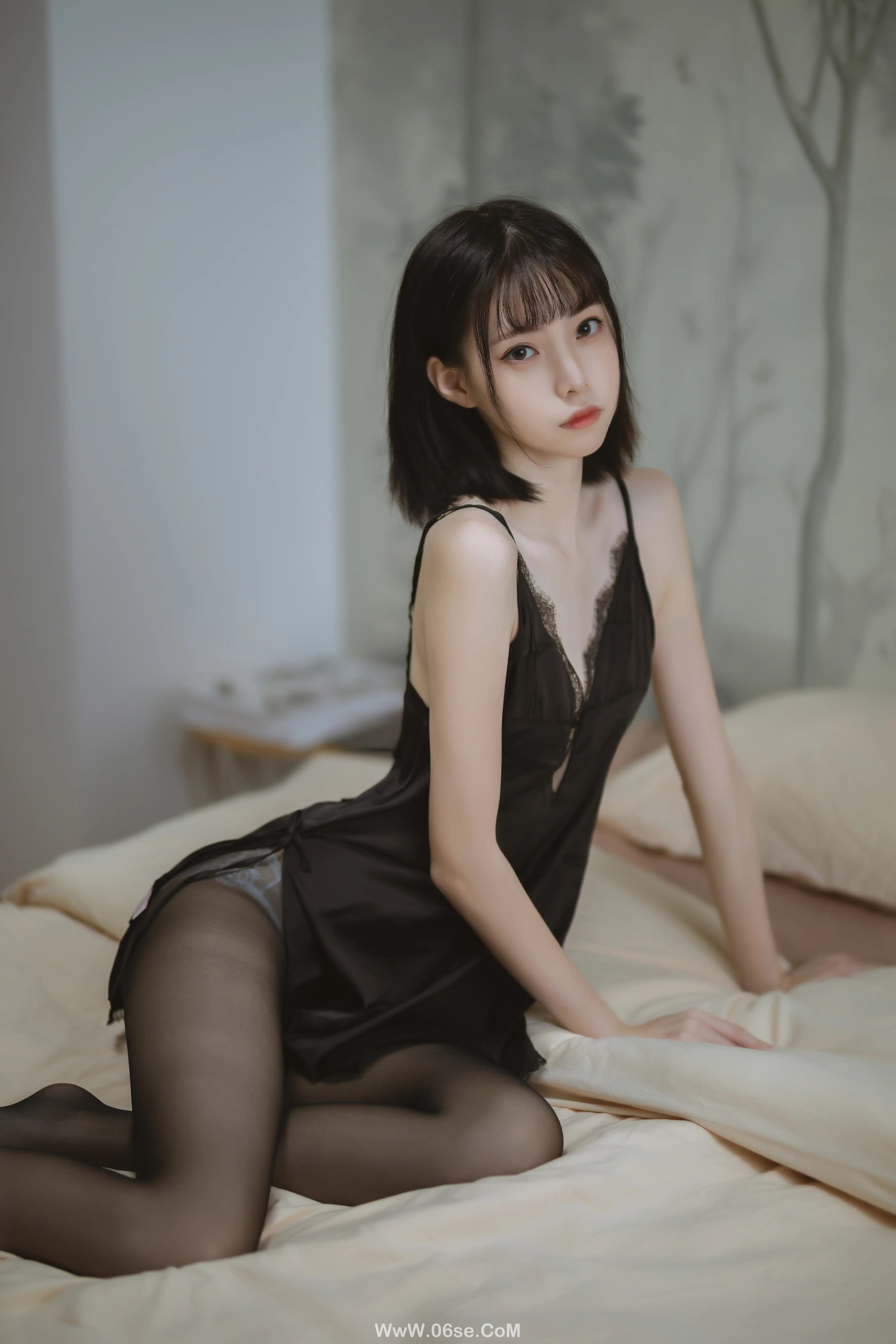 许岚LAN 黑色蕾丝睡衣-六色网