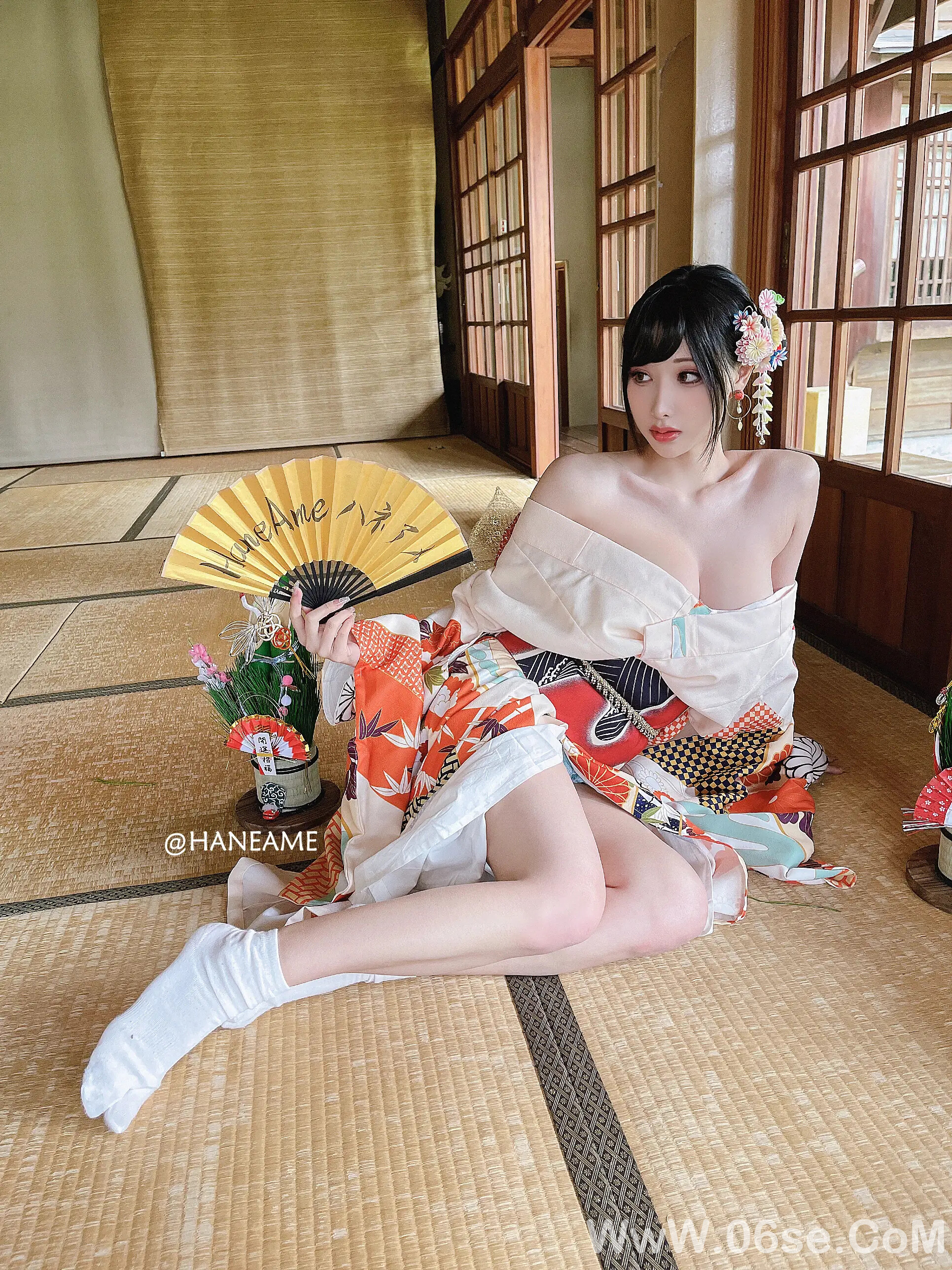 图片[35]-雨波_haneame_Flower Print Kimono Girl-六色网