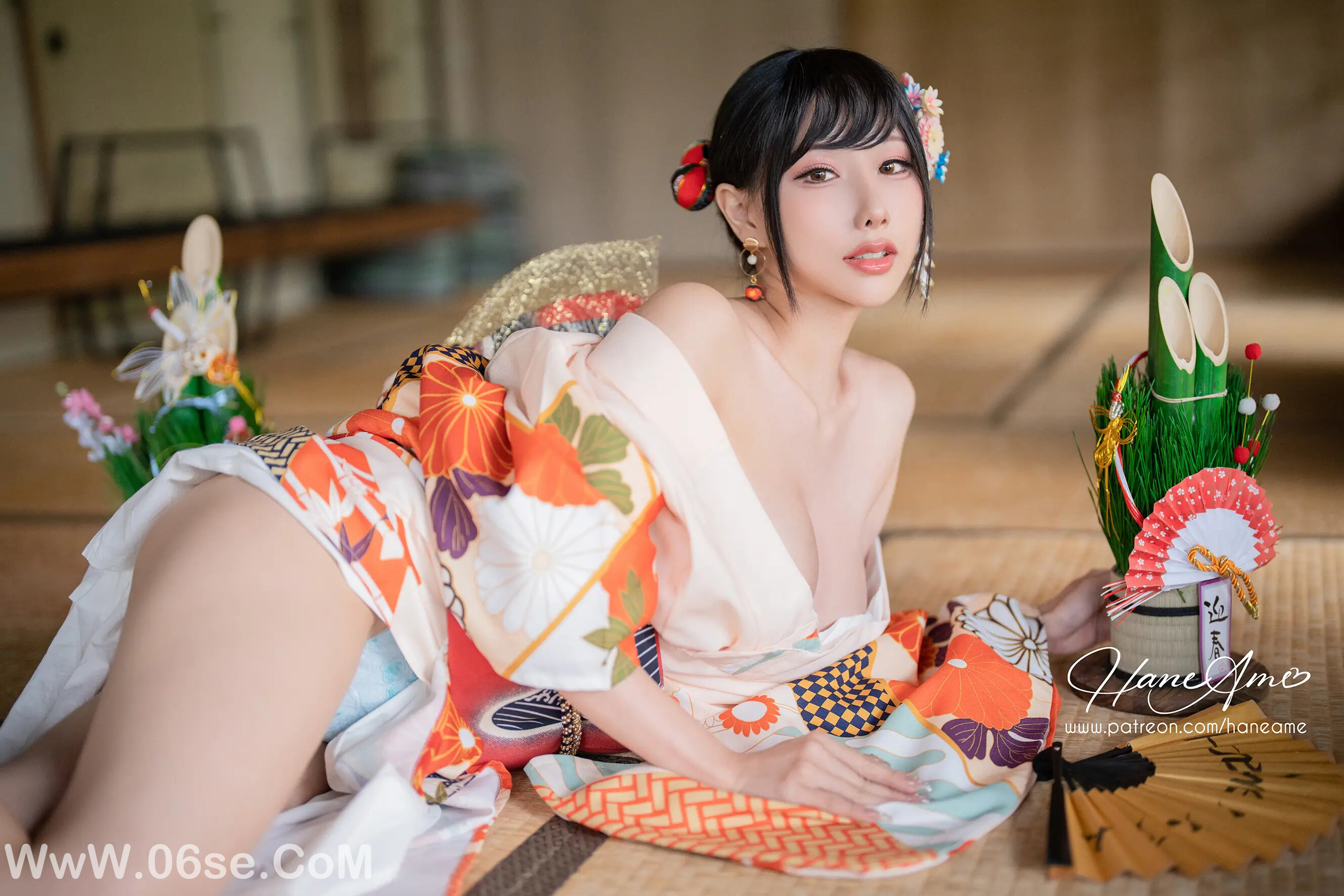 图片[22]-雨波_haneame_Flower Print Kimono Girl-六色网