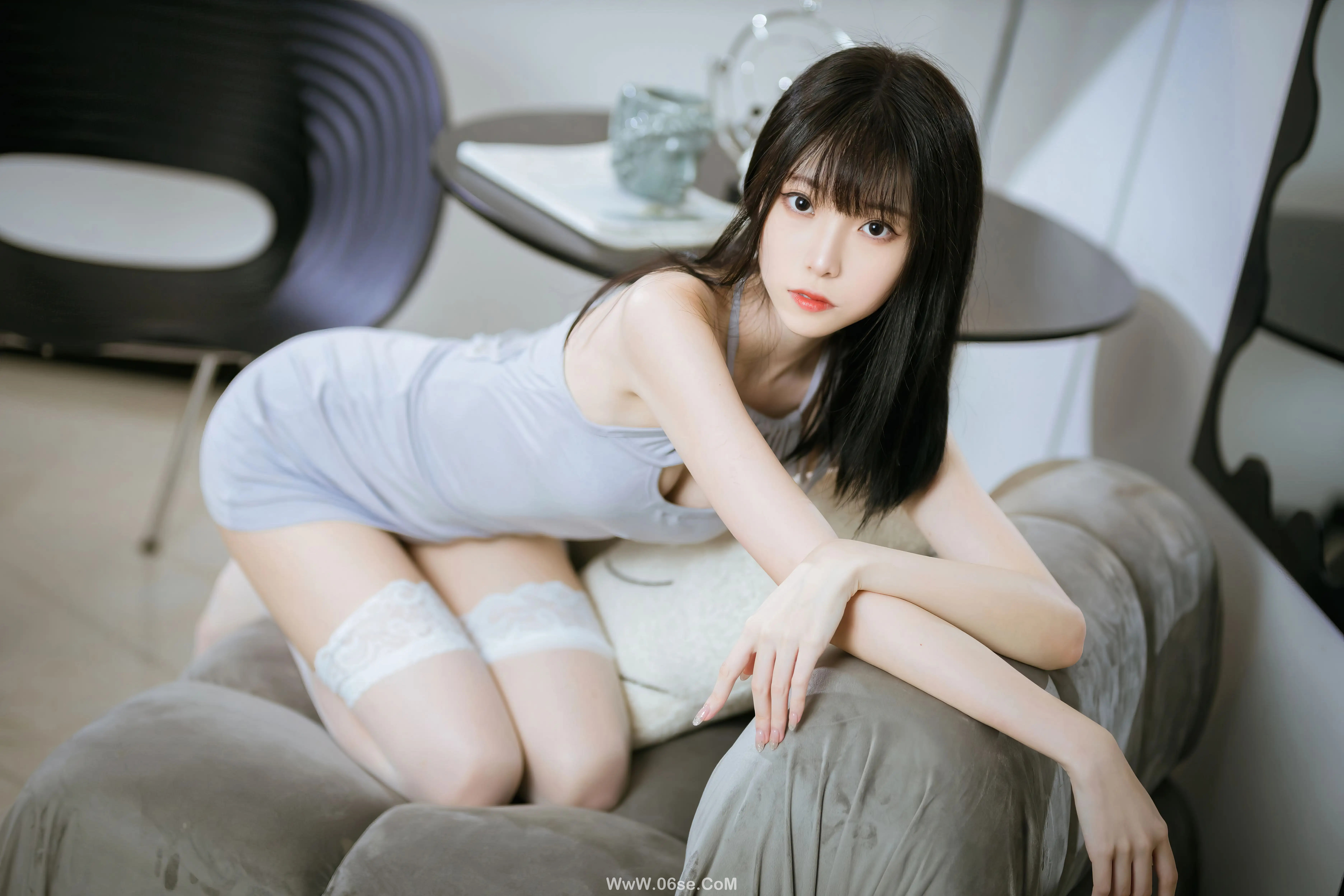 图片[3]-许岚LAN 白丝蓝裙-六色网