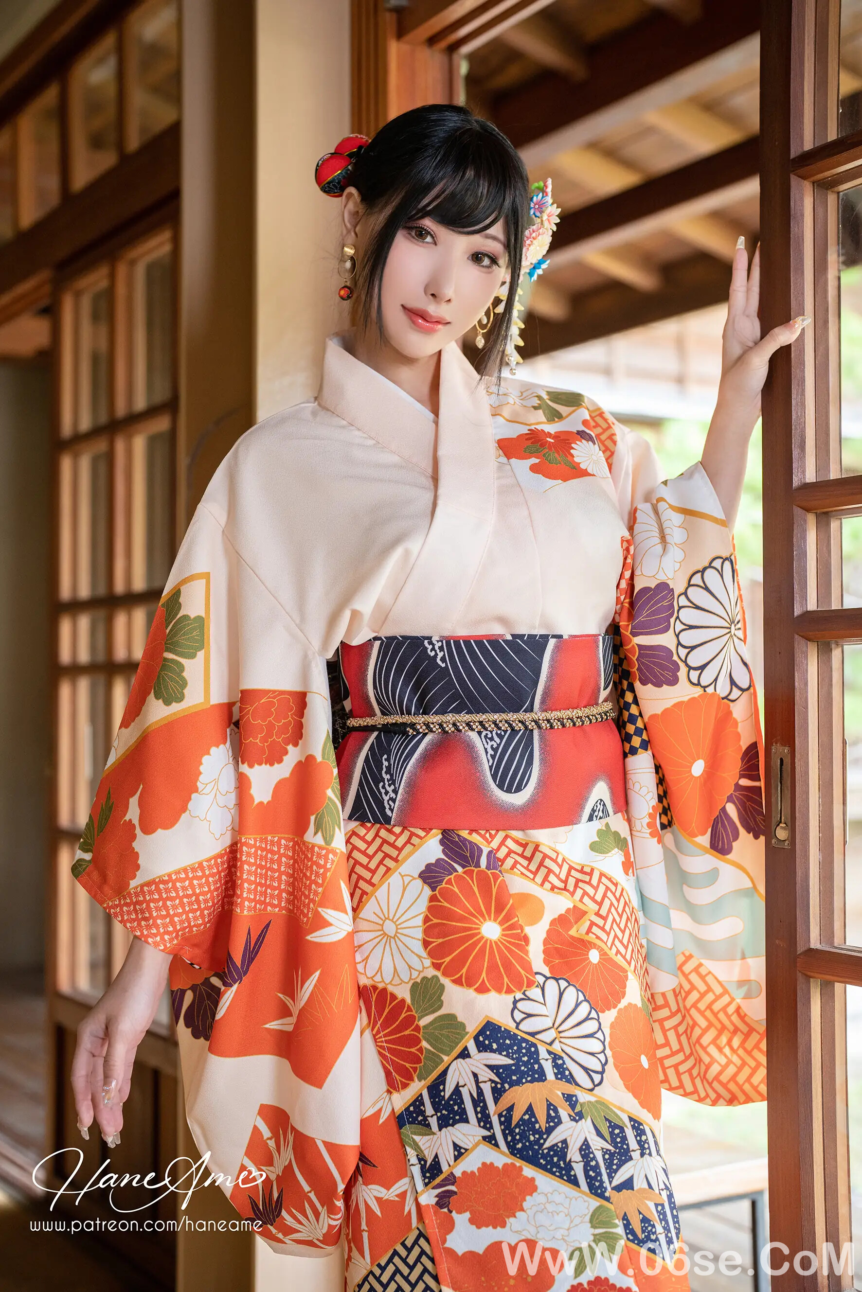 图片[9]-雨波_haneame_Flower Print Kimono Girl-六色网