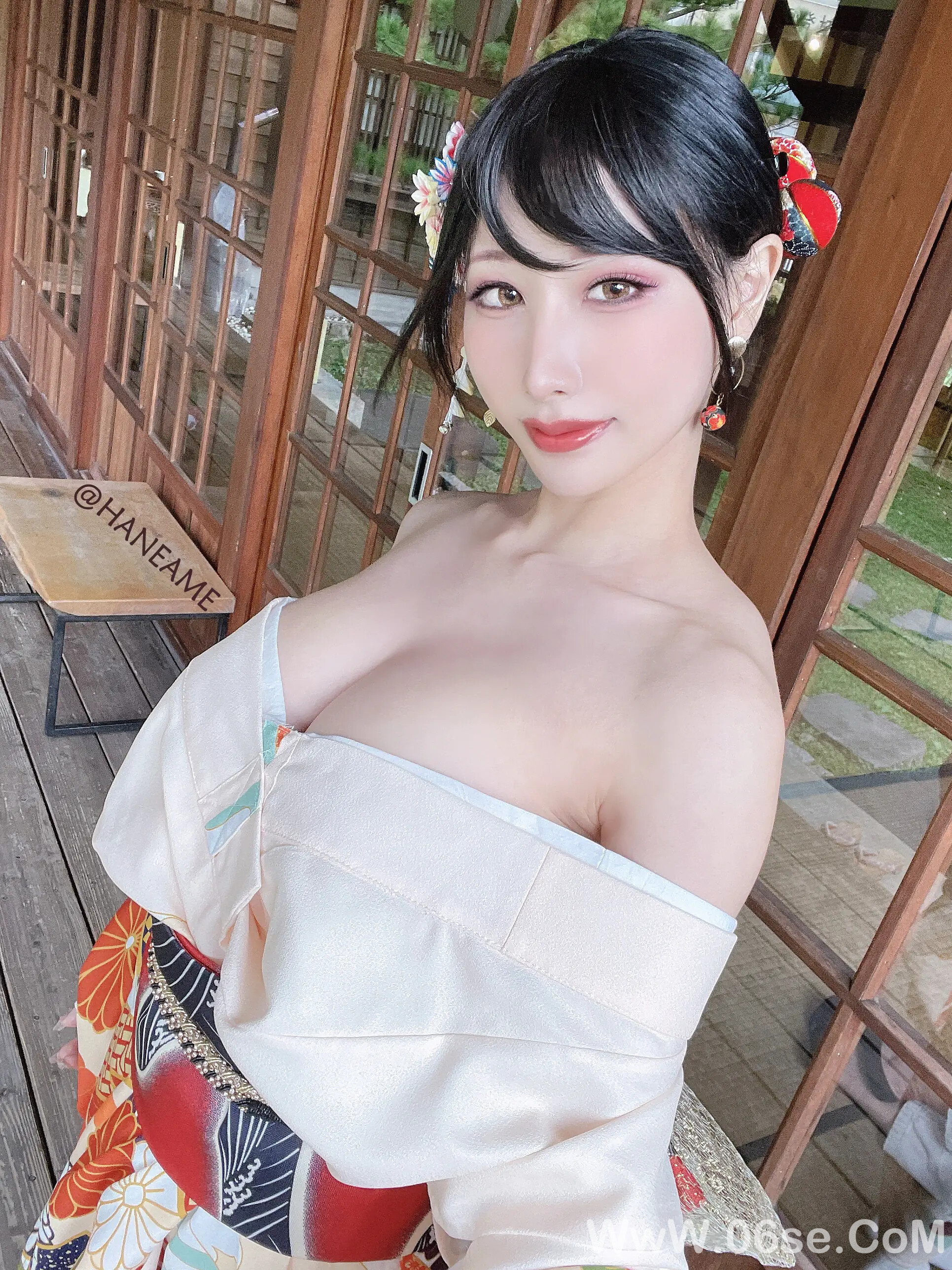图片[30]-雨波_haneame_Flower Print Kimono Girl-六色网
