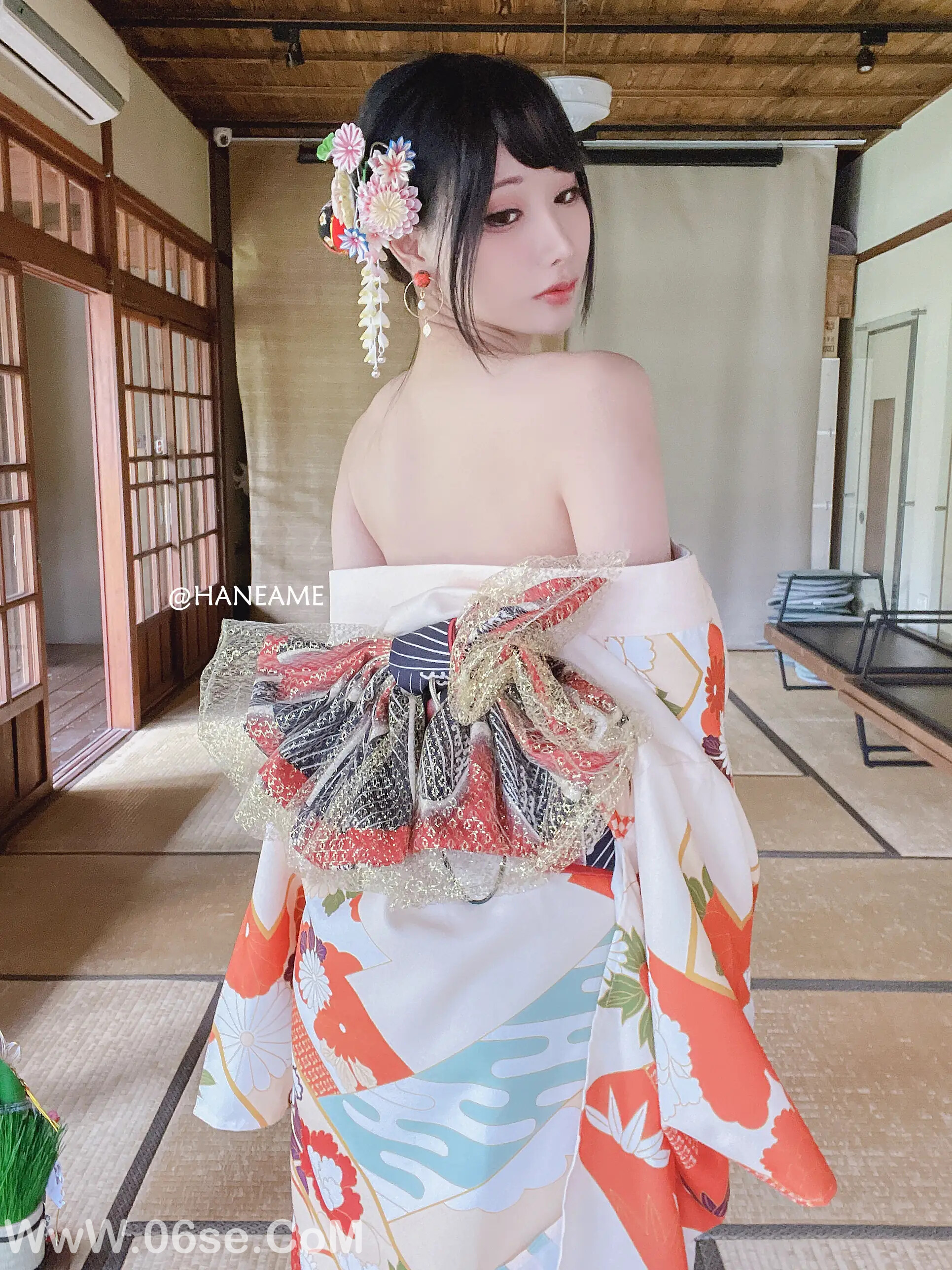 图片[43]-雨波_haneame_Flower Print Kimono Girl-六色网