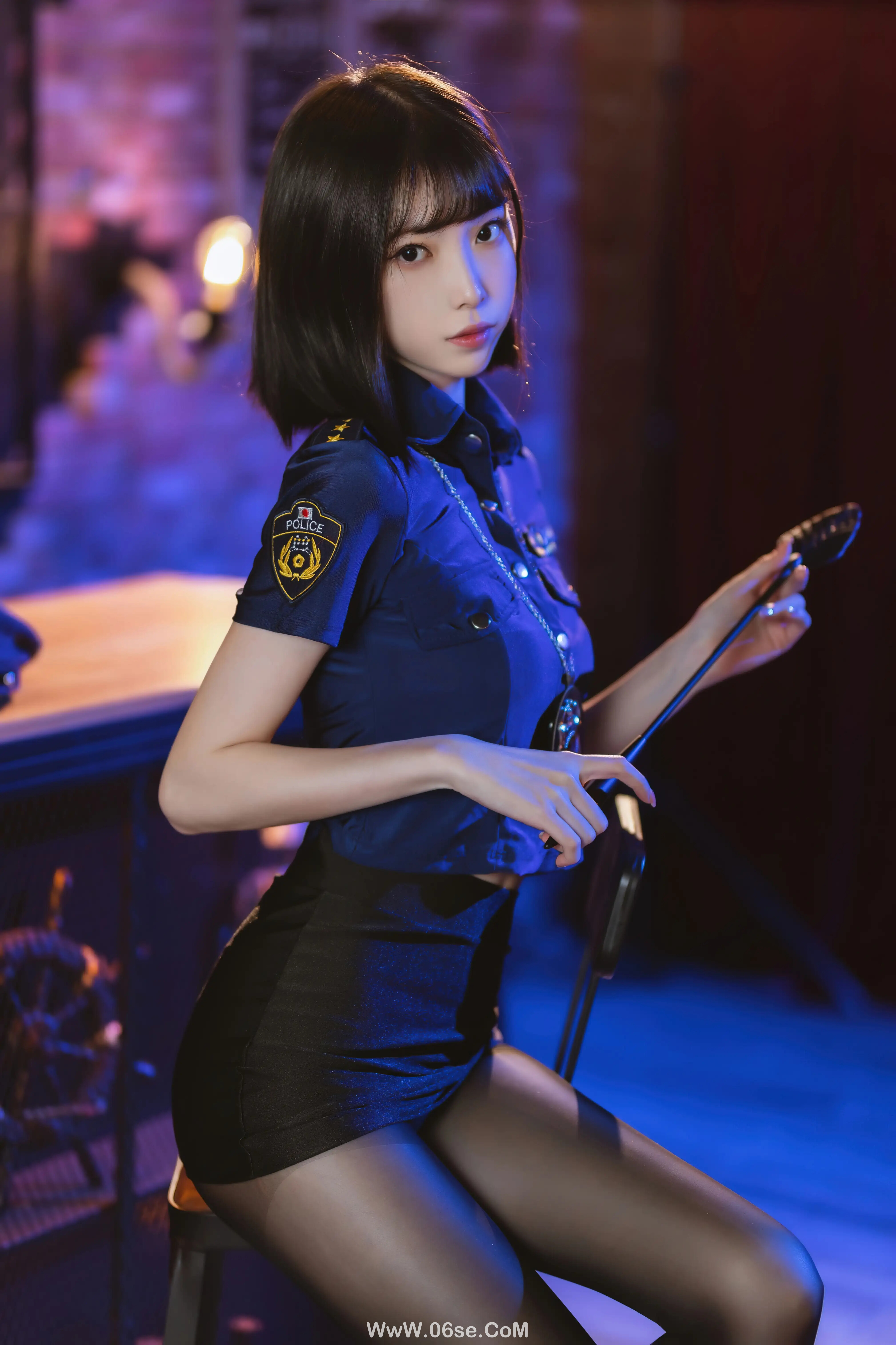 图片[5]-许岚LAN 黑丝女警-六色网