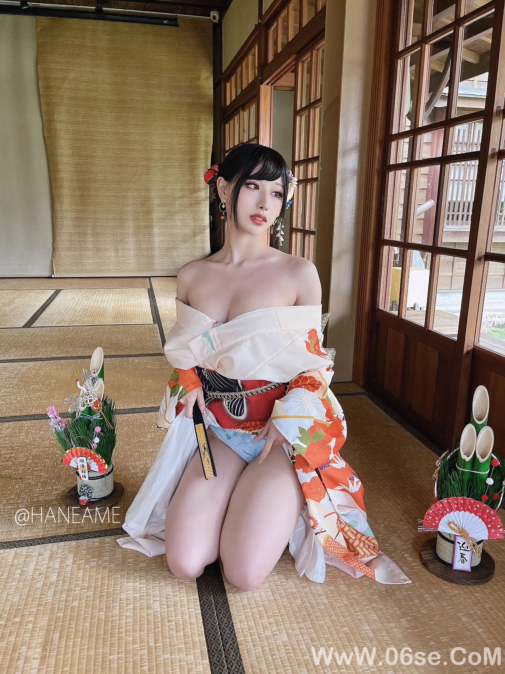 图片[33]-雨波_haneame_Flower Print Kimono Girl-六色网
