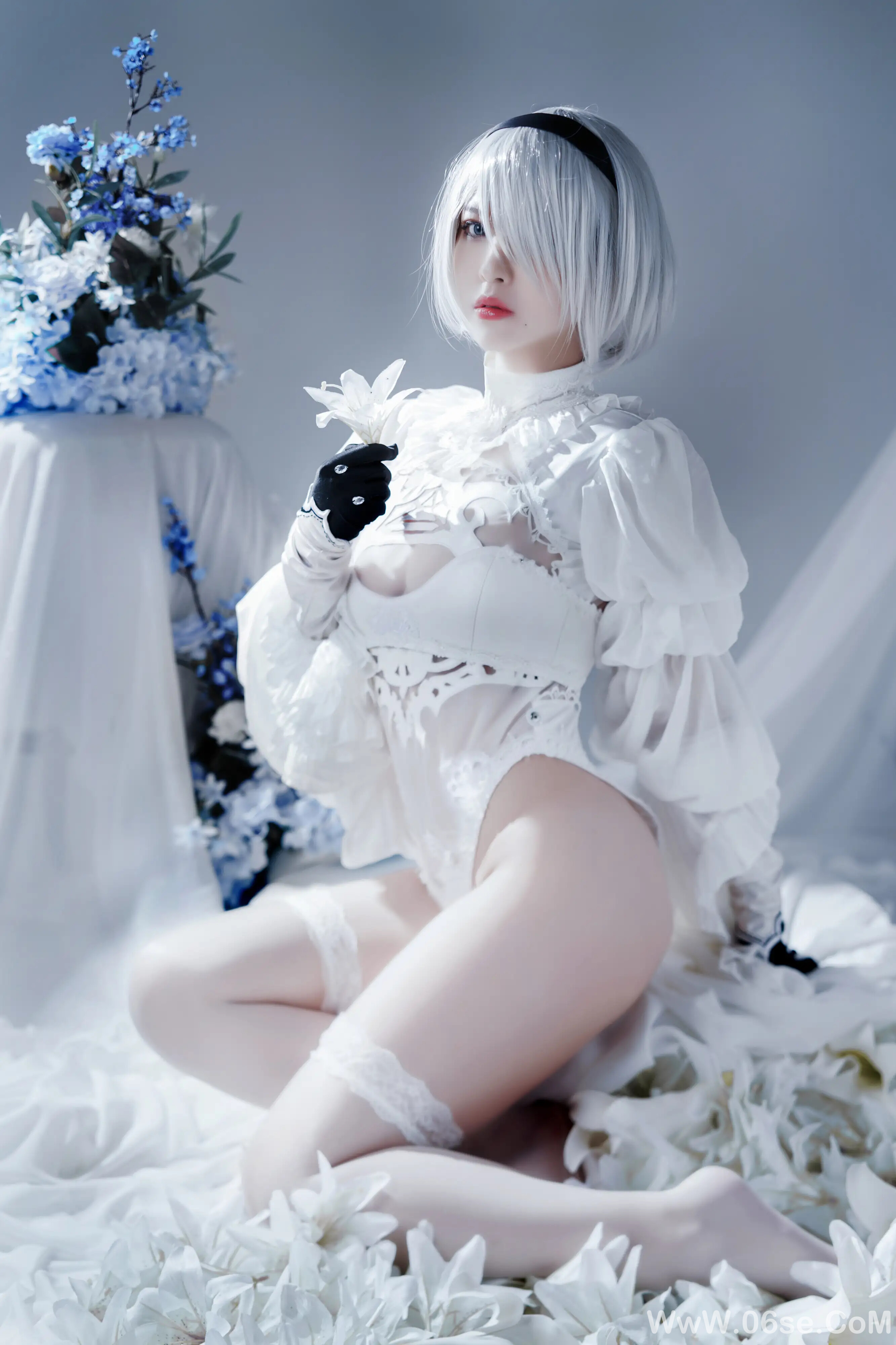 图片[4]-半半子 – 2B ヨルハ二号B型 白いドレス-六色网