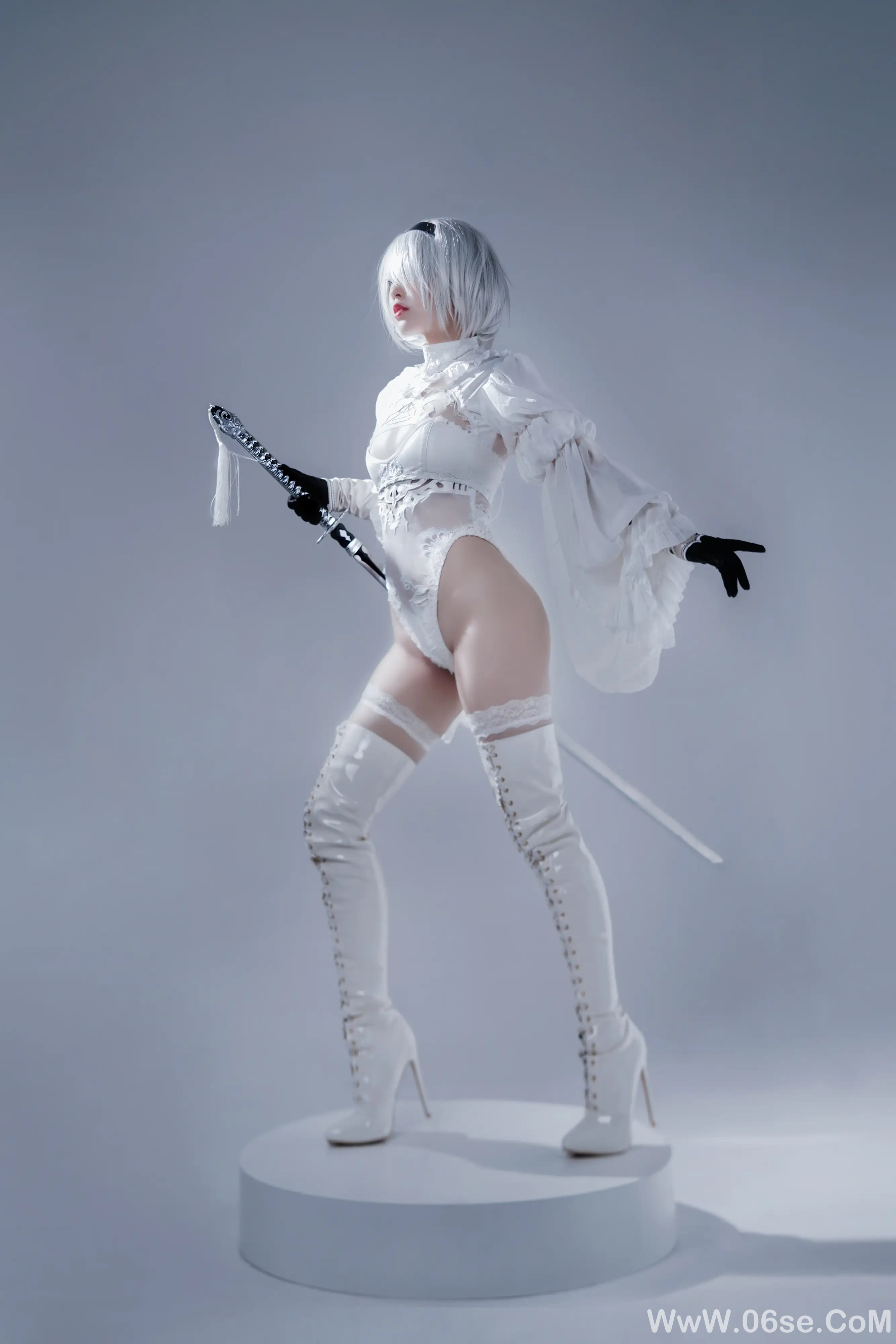 图片[36]-半半子 – 2B ヨルハ二号B型 白いドレス-六色网