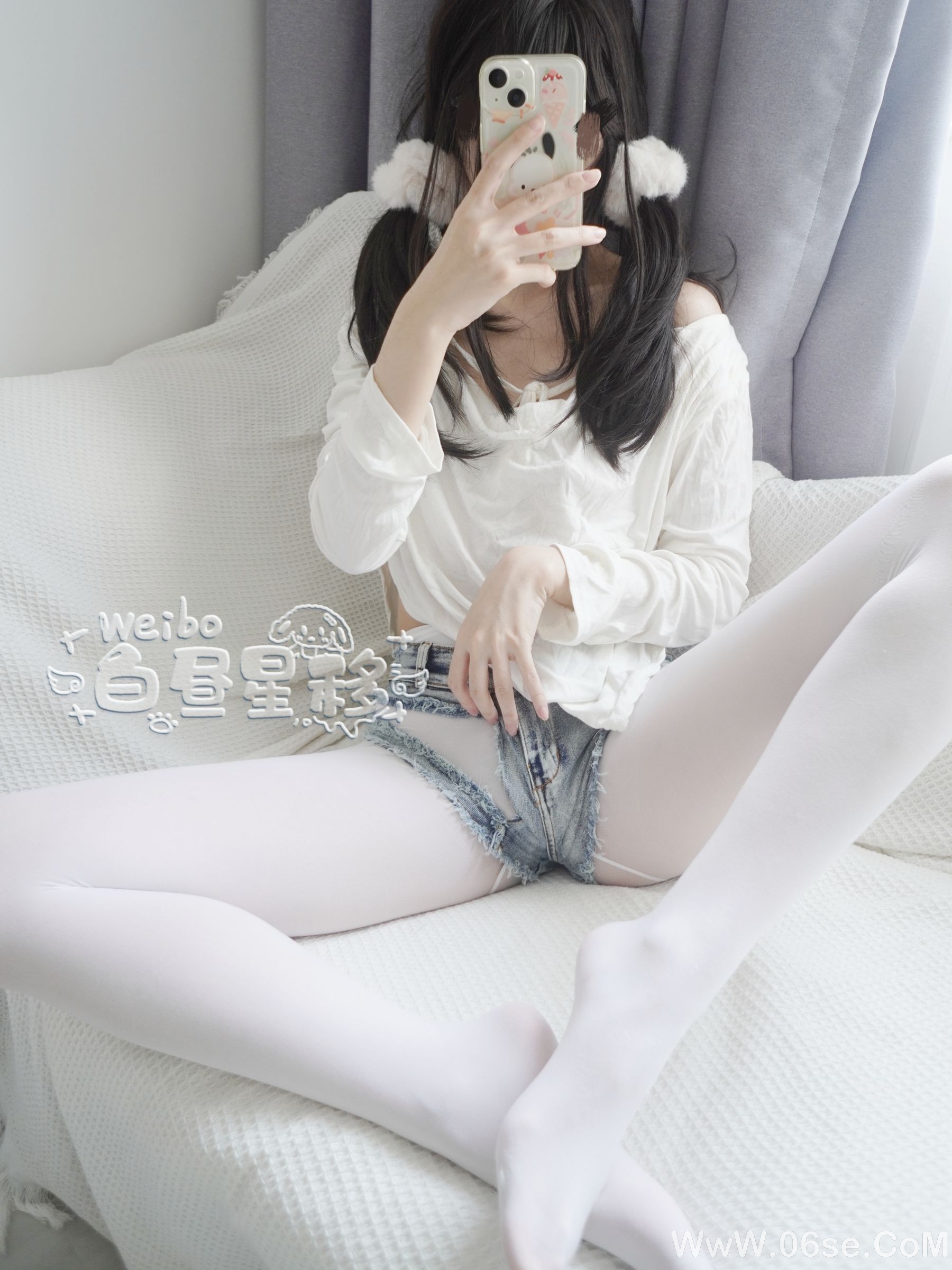 图片[22]-白昼星移 – 居家牛仔热裤白裤袜 [26P]-六色网