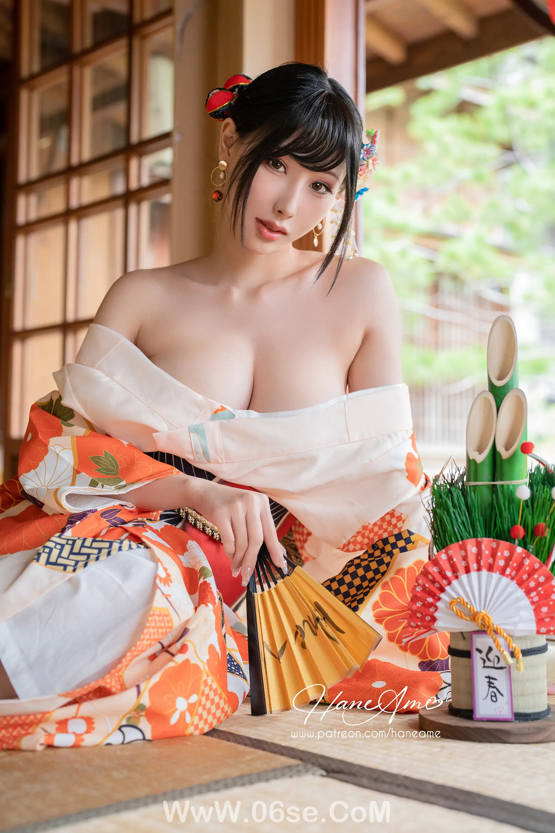 图片[19]-雨波_haneame_Flower Print Kimono Girl-六色网