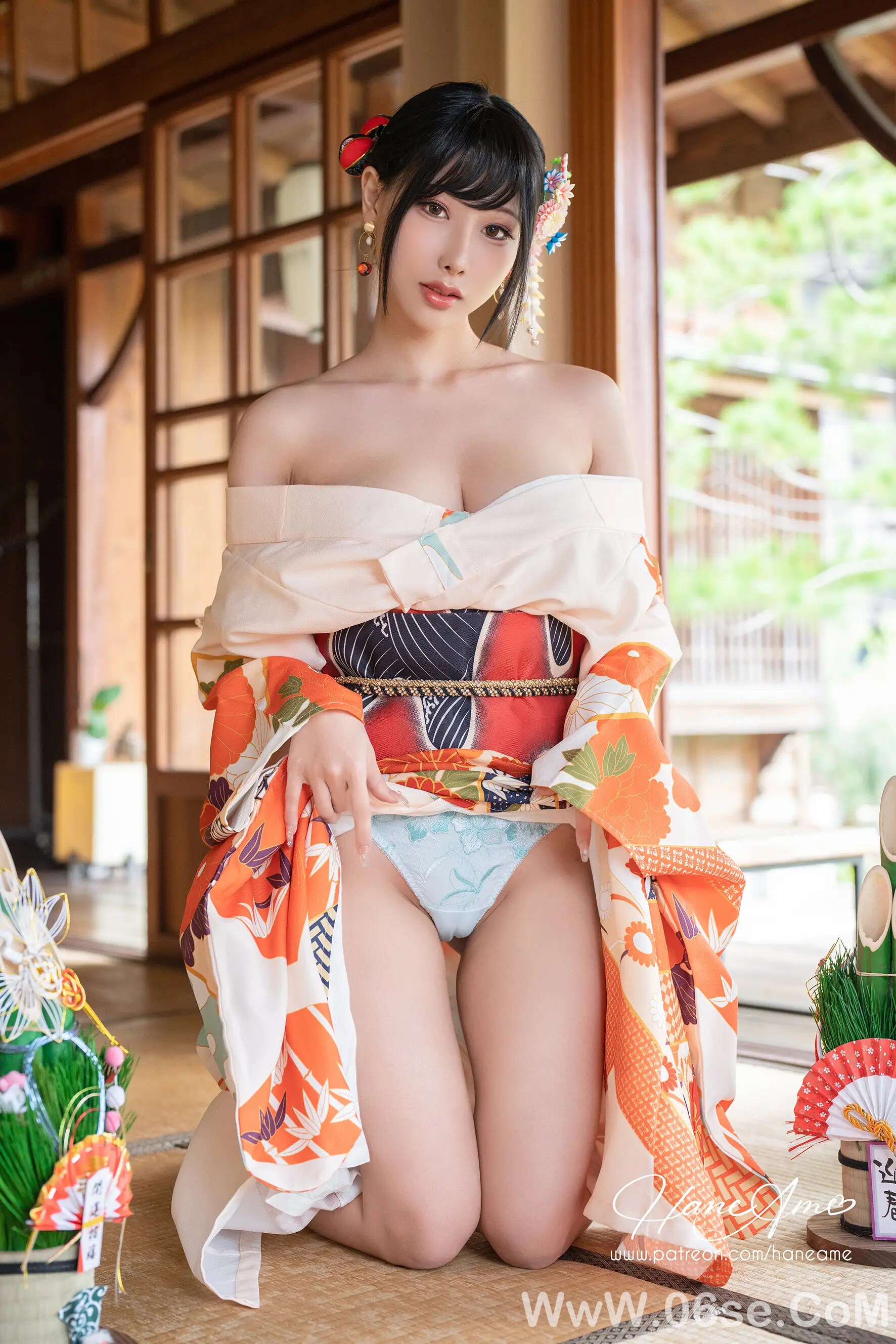 图片[15]-雨波_haneame_Flower Print Kimono Girl-六色网