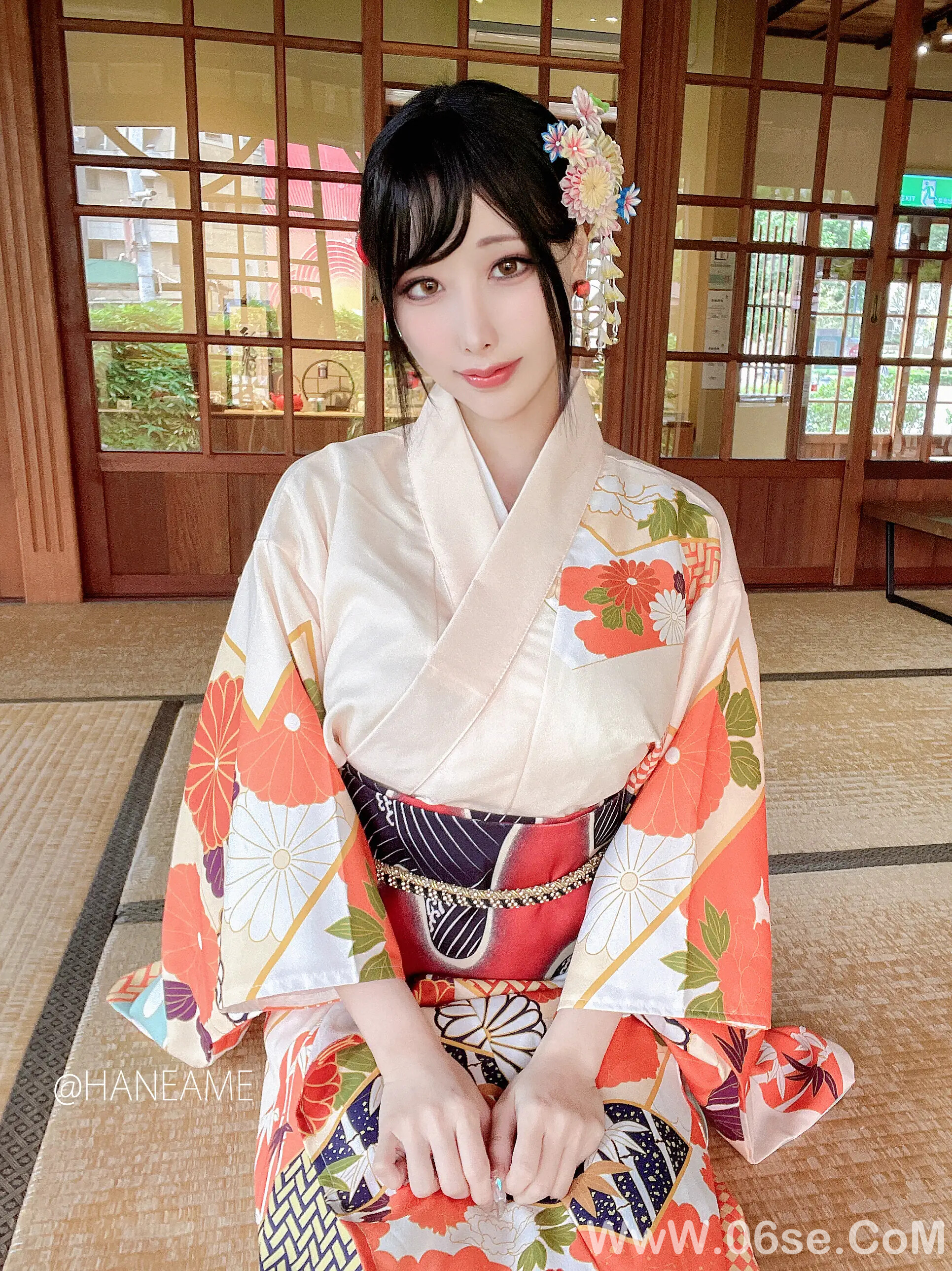 图片[38]-雨波_haneame_Flower Print Kimono Girl-六色网