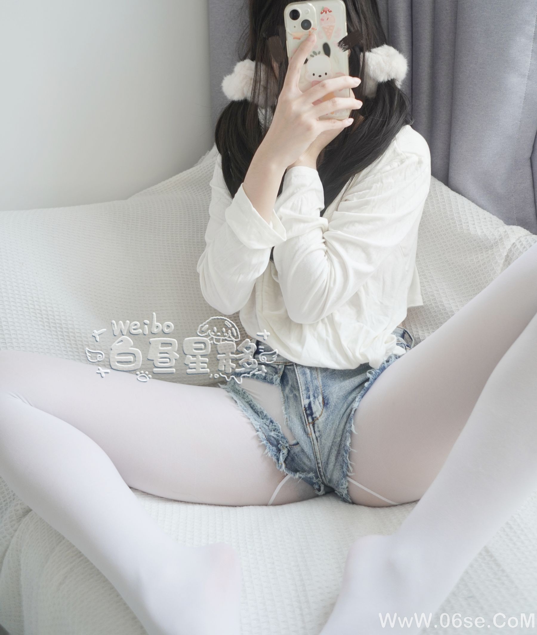 图片[20]-白昼星移 – 居家牛仔热裤白裤袜 [26P]-六色网