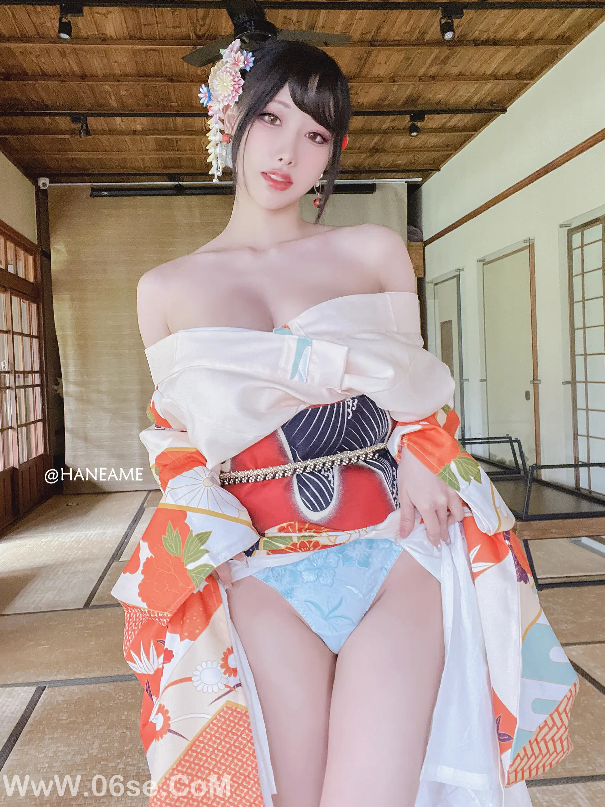 图片[45]-雨波_haneame_Flower Print Kimono Girl-六色网
