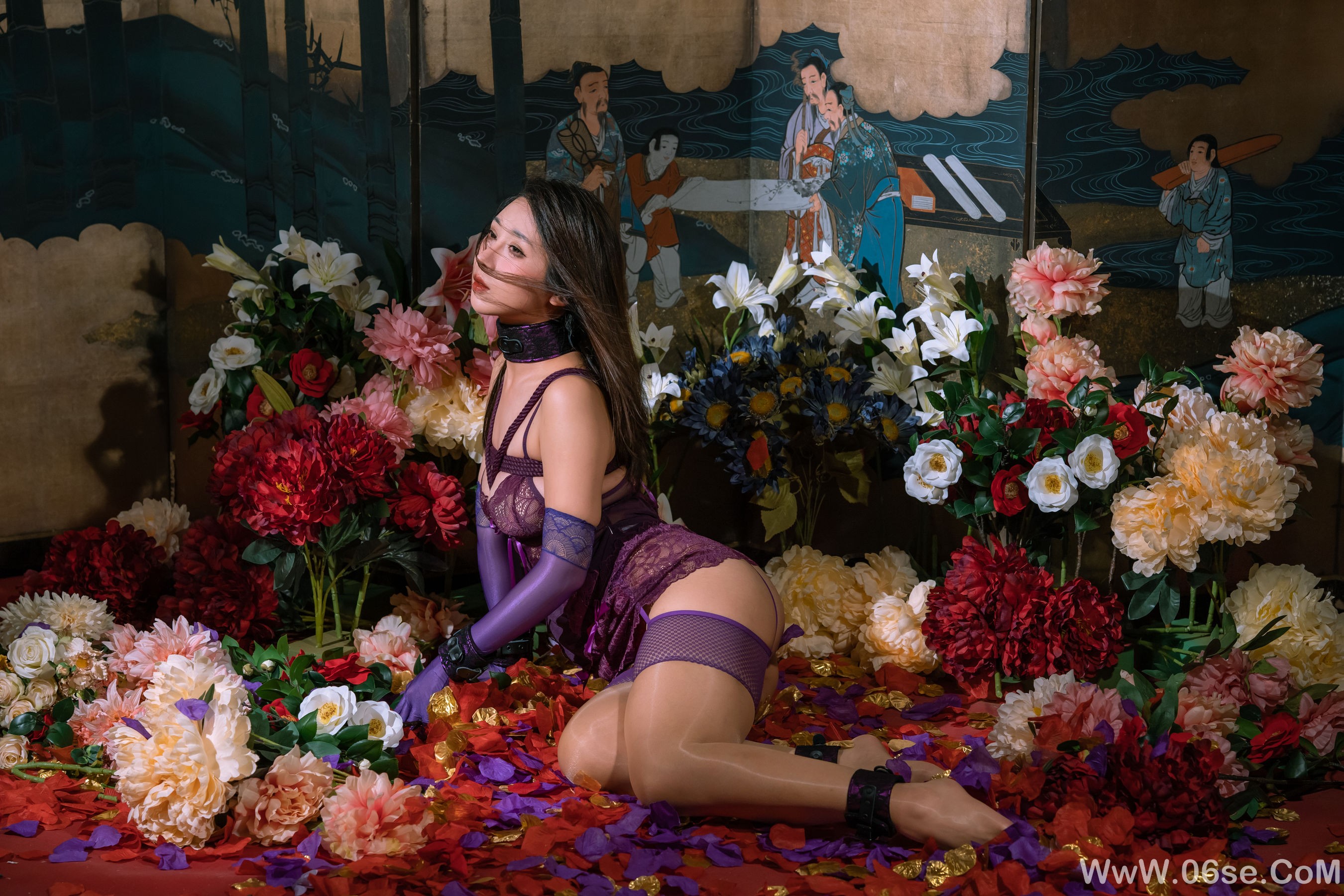 云溪溪 – 奶桃 繁花 [130P]-六色网