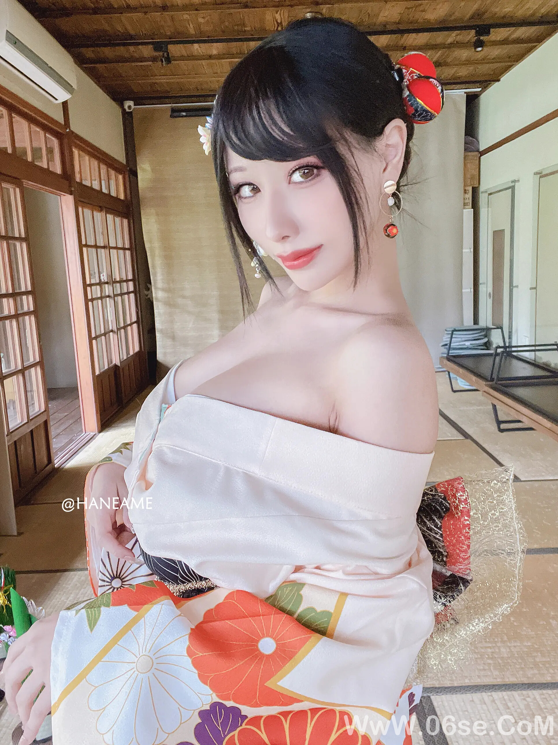图片[42]-雨波_haneame_Flower Print Kimono Girl-六色网