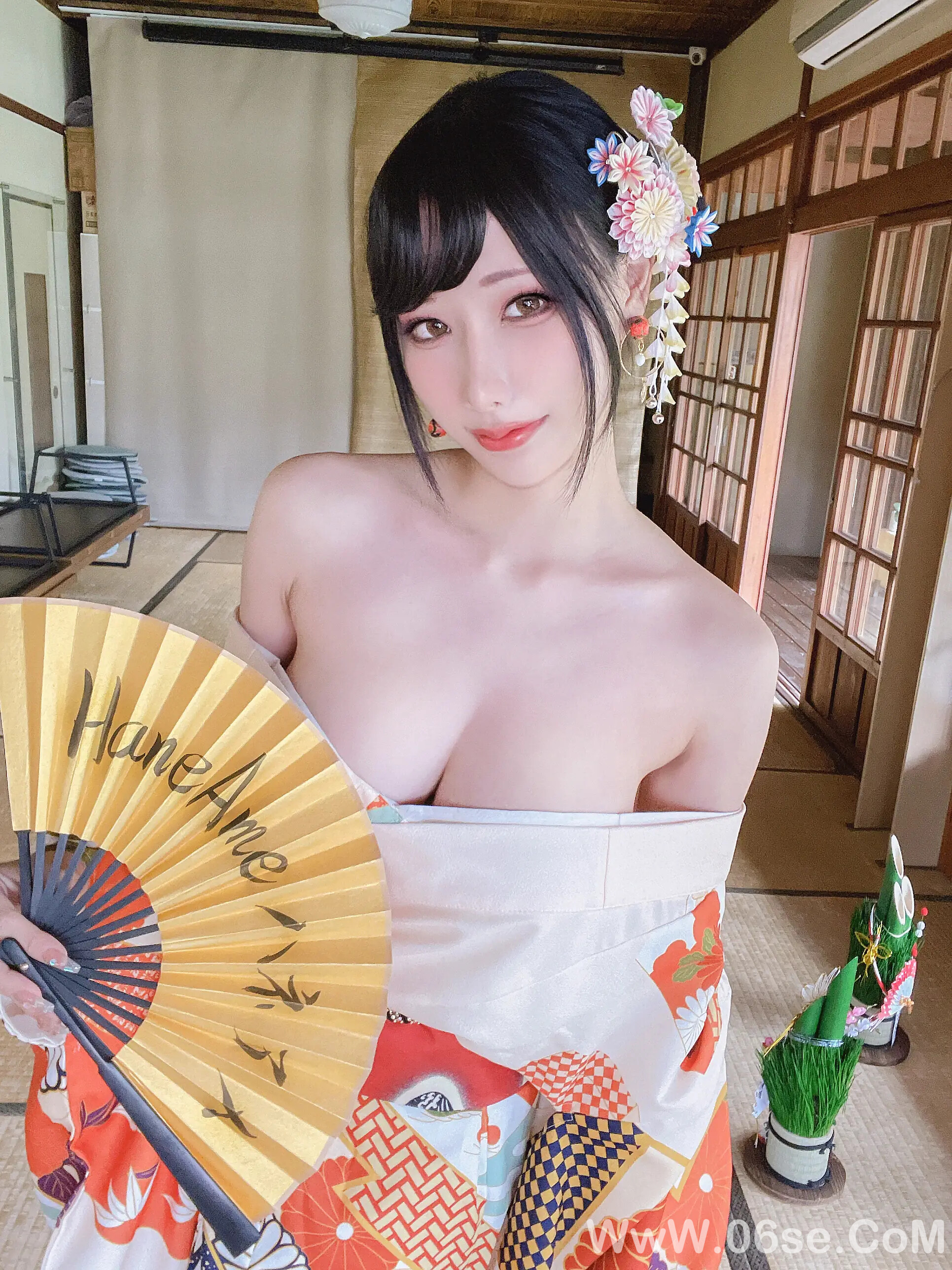图片[37]-雨波_haneame_Flower Print Kimono Girl-六色网