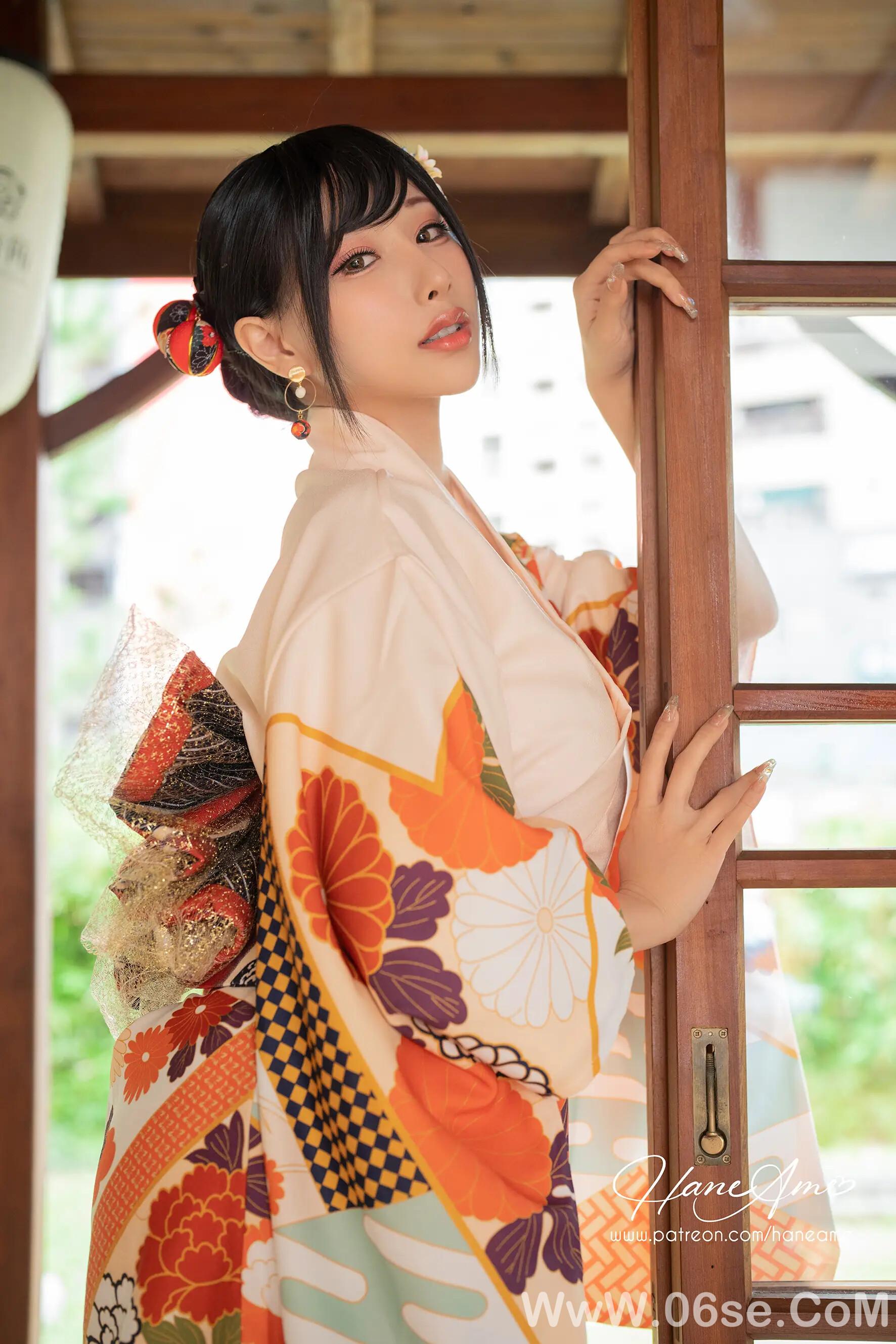 图片[7]-雨波_haneame_Flower Print Kimono Girl-六色网