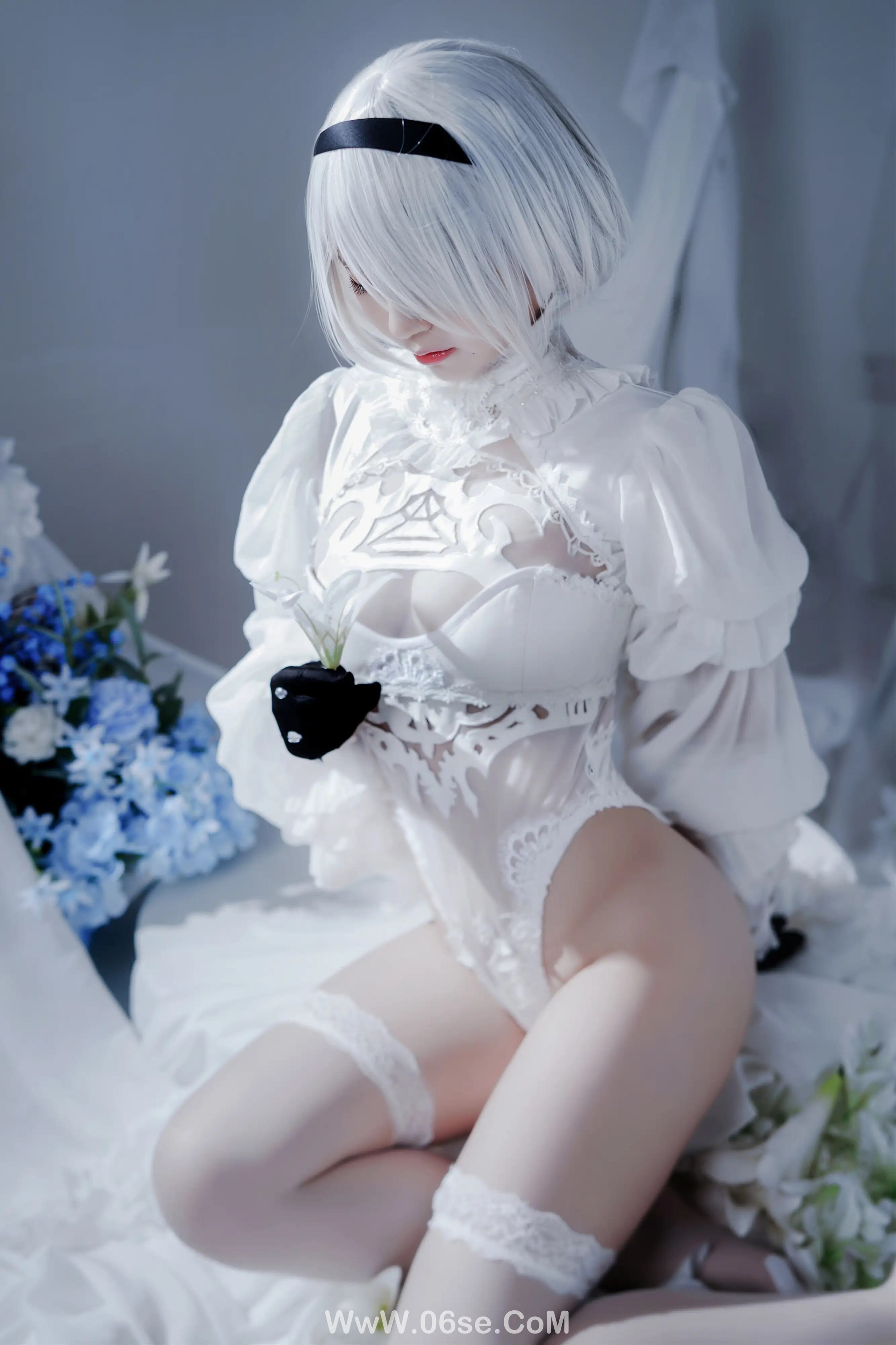 图片[5]-半半子 – 2B ヨルハ二号B型 白いドレス-六色网