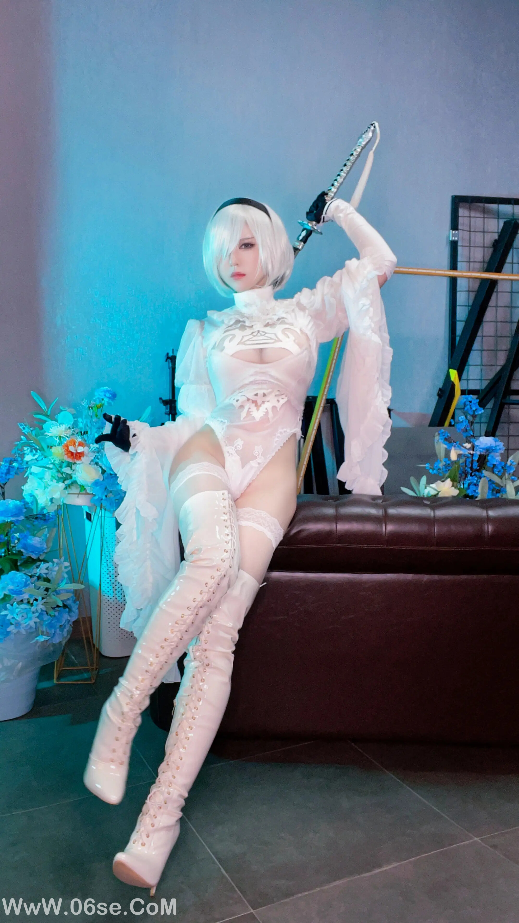 图片[42]-半半子 – 2B ヨルハ二号B型 白いドレス-六色网