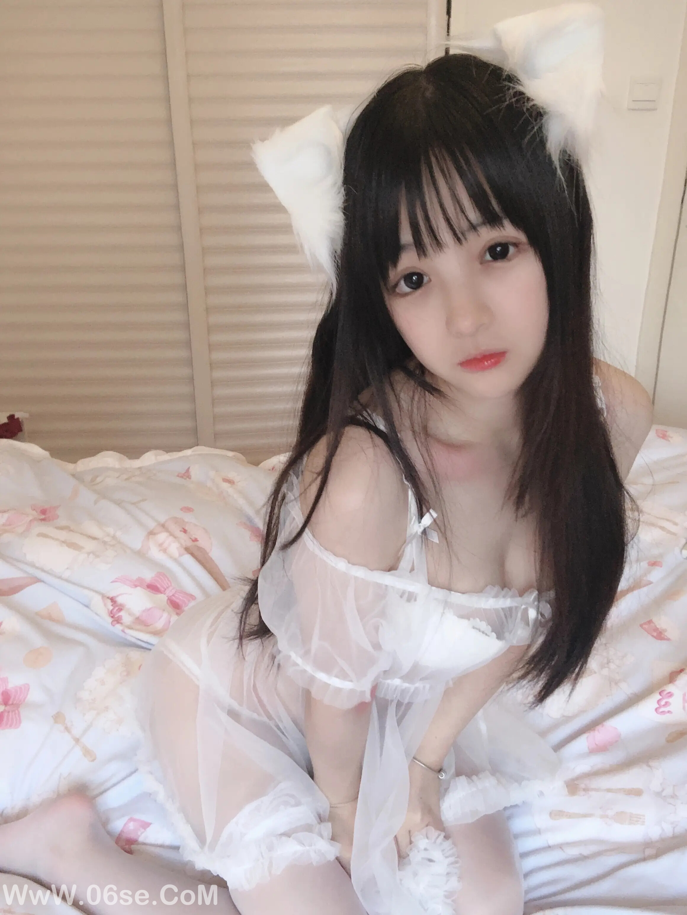 图片[5]-桜井宁宁 小白猫 蕾丝内衣-六色网