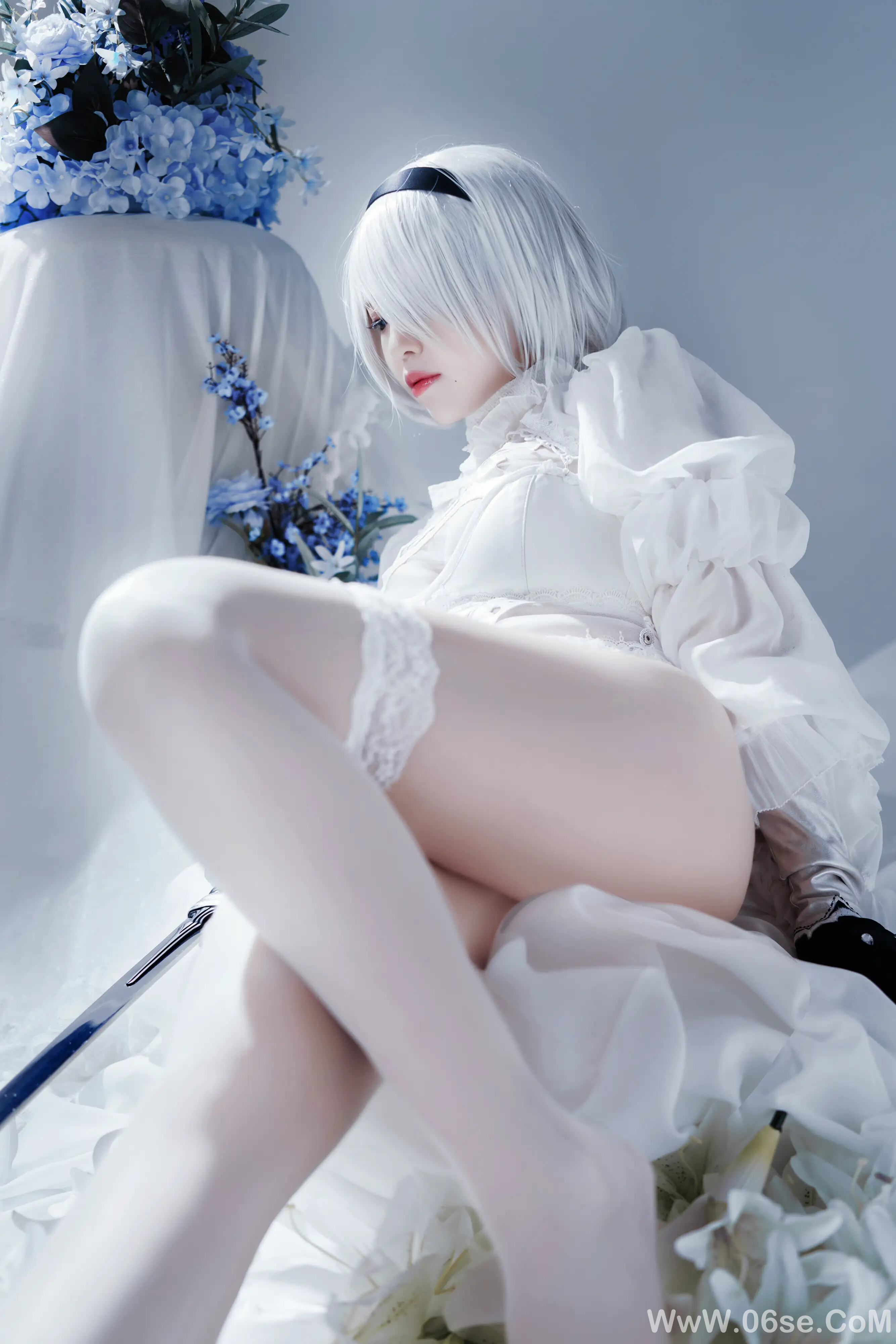 图片[7]-半半子 – 2B ヨルハ二号B型 白いドレス-六色网